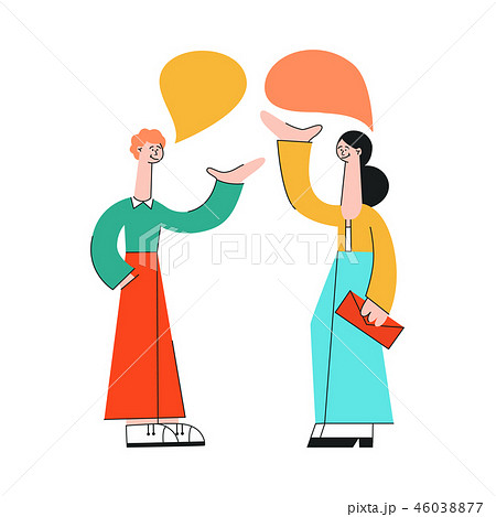 Vector illustration of talking people with speech bubbles in flat style. 46038877