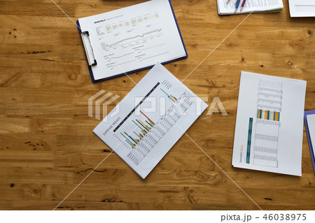 Top view of business paper chart or graph Top view of business paper chart or graph 46038975