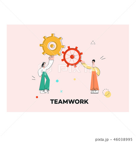 Vector flat business man woman with gears Vector flat business man woman with gears 46038995