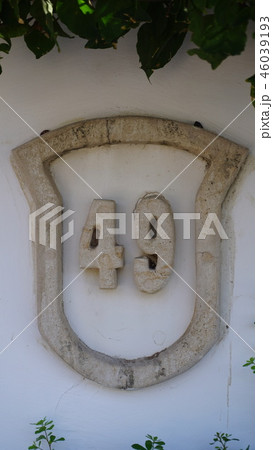 Old retro weathered painted cast ceramic bell shaped plate with number 49 Old retro weathered painted cast ceramic bell shaped plate with number 49 46039193