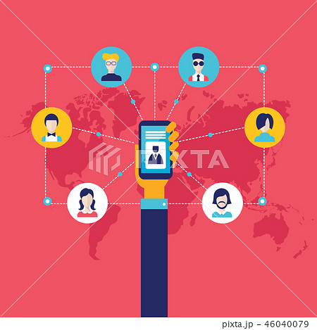 Businessman holding phone Social network concept  46040079