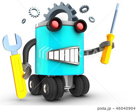 3d illustration of robot with with repair tools 46040904