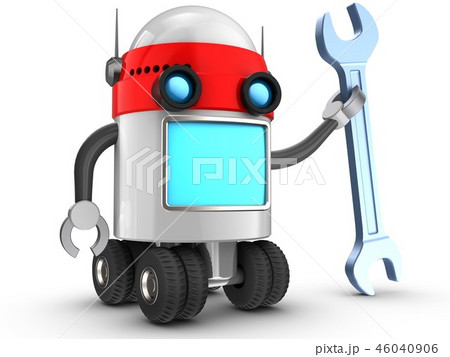 3d illustration of robot with wrench 46040906