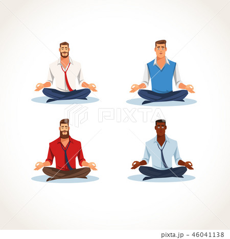 Set of Meditating Business People Flat Vectors 46041138