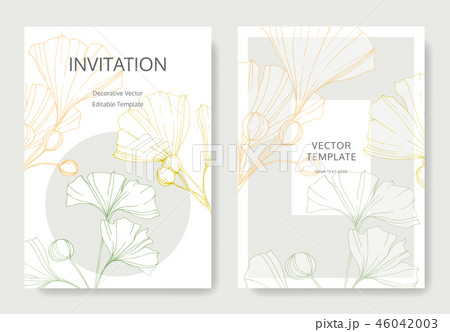 Vector. Ginkgo leaf. Wedding white background card. Thank you, rsvp, invitation elegant card Vector. Ginkgo leaf. Wedding white background card. Thank you, rsvp, invitation elegant card 46042003