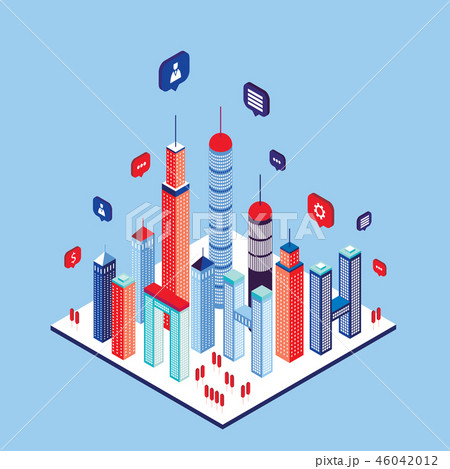 City social network Skyscrapers and speech bubbles City social network Skyscrapers and speech bubbles 46042012