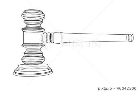 3D outline gavel. Vector rendering of 3d 3D outline gavel. Vector rendering of 3d 46042500