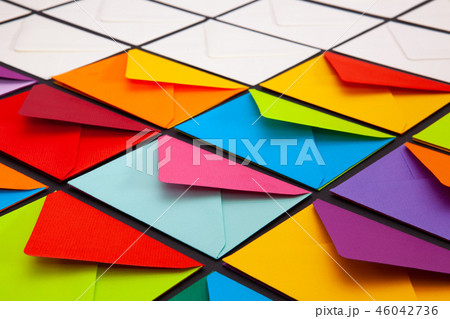 Composition with white and colored envelopes Composition with white and colored envelopes 46042736