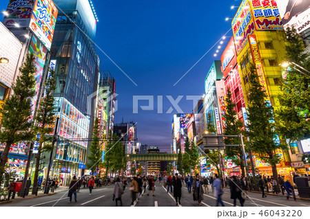 《東京都》秋葉原の夜景・歩行者天国 46043220