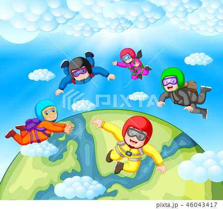 Skydiving team work 46043417
