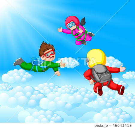 Skydivers having fun at the amazing cloud 46043418
