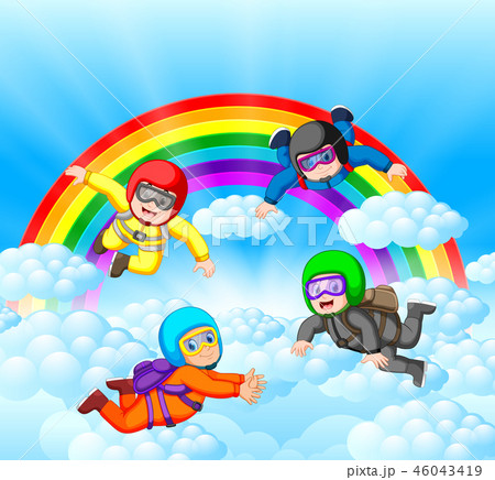 Skydivers having fun at the amazing cloud 46043419