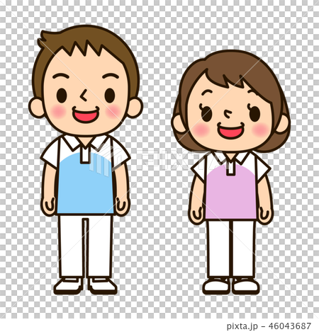 介護士男女 笑顔のイラスト素材