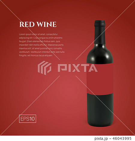 Photorealistic bottle of red wine on a red background Photorealistic bottle of red wine on a red background 46043995