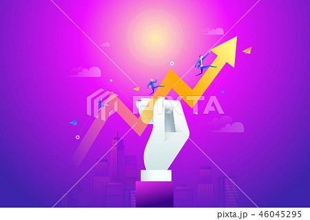 Business team running on drawn data graph. Vector illustration business concept, Graph and chart Business team running on drawn data graph. Vector illustration business concept, Graph and chart 46045295