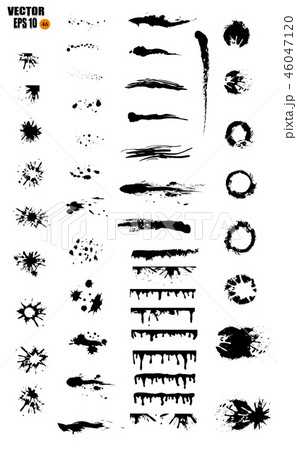 A large set of black ink, ink smears, stains. A large set of black ink, ink smears, stains. 46047120