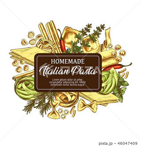 Italian pasta with seasonings icon sketch 46047409