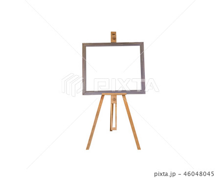 Blank art frame, wooden easel, front view Blank art frame, wooden easel, front view 46048045