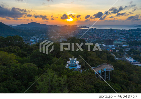 aerial sunrise at Khao Rang viewpoint in Phuket 46048757