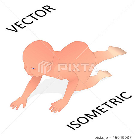 Crawling toddler in isometry.  46049037