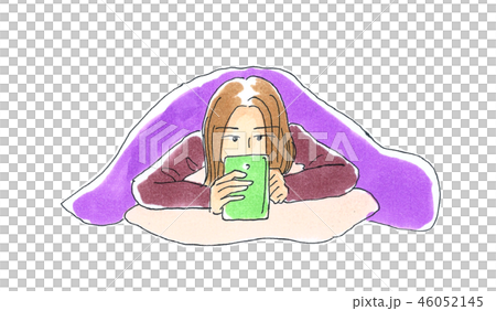 寝る前のスマホいじり 自粛のイラスト素材