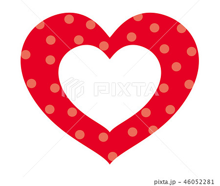バレンタインイメージ 水玉ハートフレーム 文字なしのイラスト素材