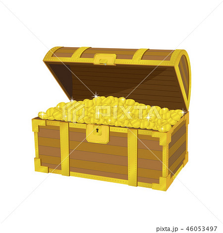 宝箱 コインぎっしり のイラスト素材