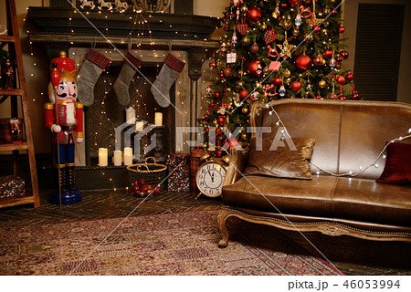 Beautiful Christmas interior with many bright lights 46053994