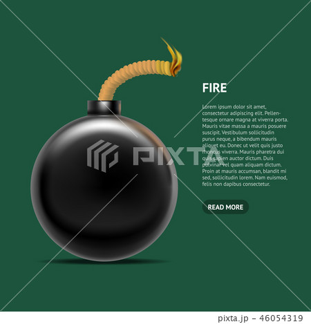 Realistic Detailed 3d Bomb Fire Card Poster. Vector Realistic Detailed 3d Bomb Fire Card Poster. Vector 46054319