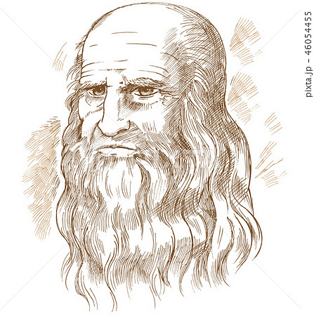 Hand Drawn Vector Portrait Leonardo Da Vinciのイラスト素材