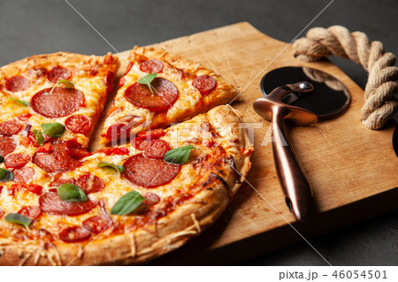 Pizza with salami and chorizo 46054501
