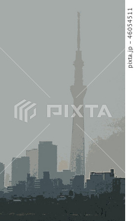 東京スカイツリーのシルエットのイラスト素材 46054511 Pixta
