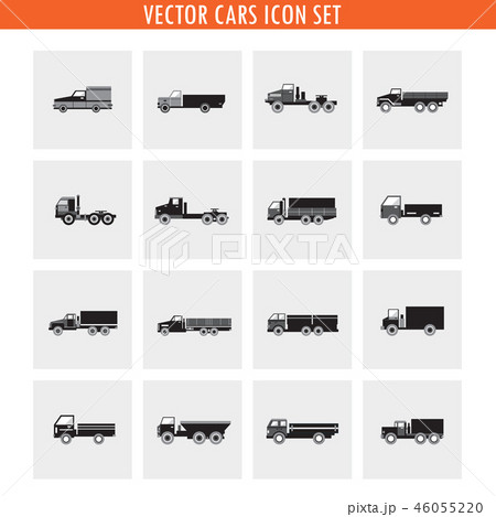 16 truck cars icon set. Neutral color style 16 truck cars icon set. Neutral color style 46055220