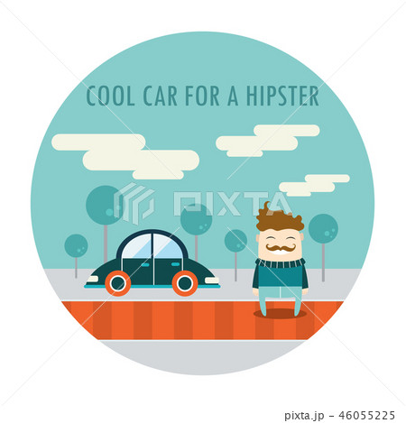 Handsome hipster guy standing near his cool car Handsome hipster guy standing near his cool car 46055225