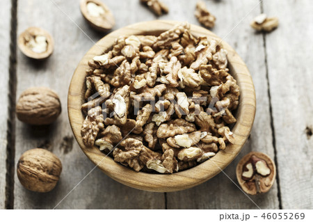 chopped walnuts in a plate chopped walnuts in a plate 46055269