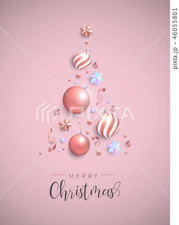 Christmas pink pine tree decoration layout card 46055801