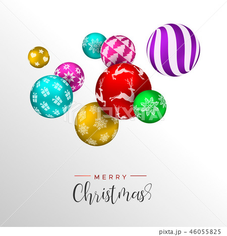 Christmas colorful bauble ornament greeting card 46055825