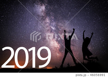 Happy 2018 new year. Background of the Milky Way 46056991