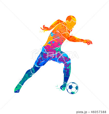 Abstract Soccer Player Running With The Ball のイラスト素材