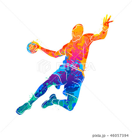 Abstract Handball Player Jumping With The Ball のイラスト素材