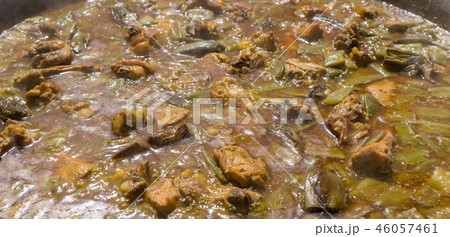 Cooking Valencian paella. Typical cuisine of the Valencian Community in Spain 46057461