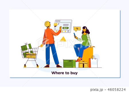 Online shopping. E commerce and delivery service concept. People shop online using smartphone 46058224