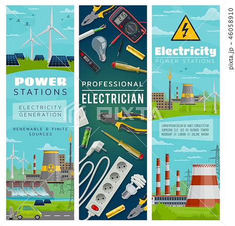Electricity power plants of nuclear and eco energy 46058910