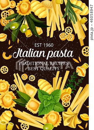 Italy cuisine food pasta and greens spaghetti menu 46058947