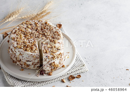 Homemade goat cheese with walnuts and cranberries Homemade goat cheese with walnuts and cranberries 46058964