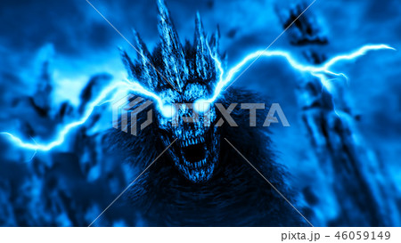 Dark queen with lightning from eyes. Blue color. Dark queen with lightning from eyes. Blue color. 46059149