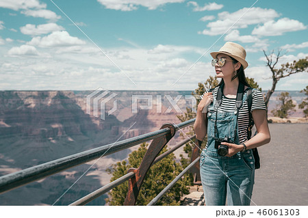 hiker traveler walking grand canyon north rim 46061303