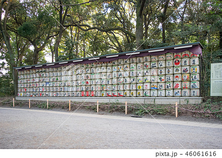 東京都 明治神宮 奉献酒樽の写真素材