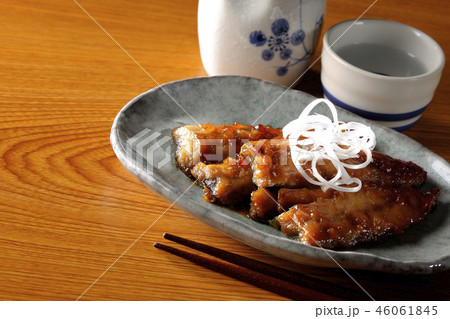 秋刀魚の蒲焼きと日本酒 46061845
