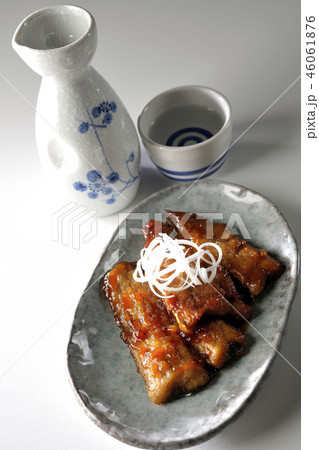 秋刀魚の蒲焼きと日本酒 46061876